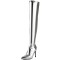 Pointed Toe Stiletto Heels Zipper Over The Knee Thigh High Boots - Silver Faux Leather