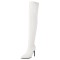 Pointed Toe Stiletto Heels Zipper Over The Knee Thigh High Boots - White Faux Leather