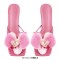 Square Open Toe Dot Heels Toe Flower Summer Sandals  - Purple Faux Leather
