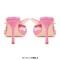 Square Open Toe Stiletto Heels Flower Orchid Sandals - Pink Faux Leather