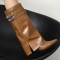 Pointed Toe Chunky Heels Knee Highs Riding Rivet Decorated Turned-over Edge Winter Boots - Light Yellow Brown Faux Leather