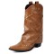 Pointed Toe Chunky Heels Knee Highs Short Riding Rivet Decorated Boots - Light Yellow Brown Faux Leather