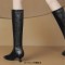 Pointed Toe Kitten Heels Rustic Style Side Zipper Chelsea Boots - Black Leather