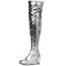 Round Toe Ovet The Knees Thigh High Metallic Wedges Boots - Silver Faux Leather