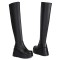 Round Toe Ovet The Knees Thigh High Platforms Wedges Boots - Black Faux Leather