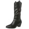 Pointed Toe Chunky Heels Knee Highs Long Party Boots - Black Faux Leather