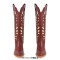 Pointed Toe Chunky Heels Embroidered Comfortabl Fantastic Wide- Calf Cowboy Boots - Brown Faux Leather
