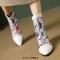 Pointed Toe Kitten Heels Ankle Highs Flower Decorated Vintage Style Short Boots - White Faux Leather