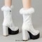 Round Toe Chunky Heels Platforms Winter Style Faux Fur Boots - White Faux Leather