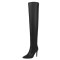 Pointed Toe Stiletto Heels Knee Highs Elegant Boots - Black Faux Leather