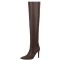 Pointed Toe Stiletto Heels Knee Highs Elegant Boots - Brown Faux Leather