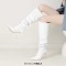 Pointed Toe Stiletto Heels Knee Highs Elegant Boots - White Faux Leather