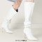 Pointed Toe Stiletto Heels Knee Highs Elegant Boots - White Faux Leather