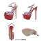 Peep Toe Glossy Ankle Buckle Straps American Dream Platforms Stiletto Sandals  - Red White Blue Patent