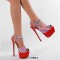 Peep Toe Glossy Ankle Buckle Straps American Dream Platforms Stiletto Sandals  - Red White Blue Patent