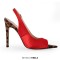 Pointed Open Toe Stiletto Heels Slingback Leopard Red Ankle Straps Summer Sandals - Red Silk Fabric