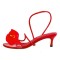 Peep Toe Kitten Heels Toe Flower Summer Wedding Sandals  - Red Patent