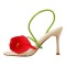 Peep Toe Stiletto Heels Toe Flower Summer Wedding Sandals  - Red Beige Patent