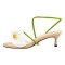 Peep Toe Kitten Heels Toe Flower Summer Wedding Sandals  - White Beige Patent