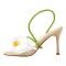 Peep Toe Stiletto Heels Toe Flower Summer Wedding Sandals  - White Beige Patent