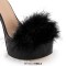 Peep Toe Stiletto Heels Furry Platform Rivet Decorated Punky Sandals - White Patent