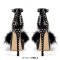 Peep Toe Stiletto Heels Furry Platform Rivet Decorated Punky Sandals - White Patent