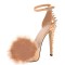 Peep Toe Stiletto Heels Furry Platform Rivet Decorated Punky Sandals - Gold Patent