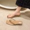 Square Toe Flip-Flop Sandals - Brown