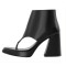 Square Toe Flip-Flop Chunky Ankle Sandals with Side Zipper - Matte  Black