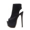 Peep Toe Platforms Ankle Highs Breathable Zipper Booties - Black Faux Leather