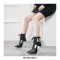 Stiletto Heels Pointed Toe Sports Sneakers Lace Up Booties - Black