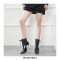 Stiletto Heels Pointed Toe Sports Sneakers Lace Up Booties - Black