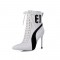 Stiletto Heels Pointed Toe Sports Sneakers Lace Up Booties - White