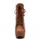Cuban Heels Platform Buckle Lace Up Motorcycle Ankle Boots - Auburn
