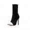 High Heel Pointed Toe Ankle Socks Stiletto Boots - White