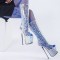 AquaWoman 7.5-Inch Platform Knee High Boots - Water Effect See-Through Scales