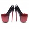 Fly High Color Gradient Patent Leather Platform Stiletto Heels Party Pumps - Red