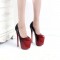 Fly High Color Gradient Patent Leather Platform Stiletto Heels Party Pumps - Red