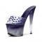 Peep Toe Silver Sparkle Crystal Rivets Platform Slippers Sandals - Purple PVC