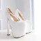 Semi Cone Round Toe Summer Platform Party Pumps with Ankle Strap - White