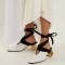 Soft Pointed Toe Classics Crosstied Genuine Leather Strange Heels Retro Sandals - White Leather