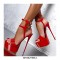 Round Toe Spring and Summer Double-Anklestrap Platform Stilettos - Black - SPECIAL Size 8