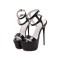 Round Toe Spring and Summer Double-Anklestrap Platform Stilettos - Black - SPECIAL Size 8