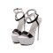 Round Toe Spring and Summer Double-Anklestrap Platform Stilettos - Black and White