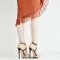 Pointed Toe Ankle Buckle T Straps Stiletto Heels Pumps - Beige Patent