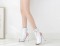 Ankle High Heel Summer Boots with Strap and Front Zipper - White