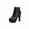 Cuban Heels Platform Ankle Buckle Strap Lita Booties - Black