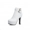 Cuban Heels Platform Ankle Buckle Strap Lita Booties - White