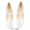 Square Toe Low Platforms Chunky Heels Mary Janes School Style Pumps - White Patent