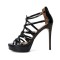 Monica Peep Toe Stiletto Heels Platform Pumps with Back Zipper - Black
